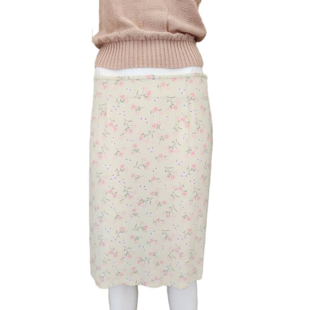 Christopher & Banks women's 8 Y2K pastel green floral midi skirt lightweight